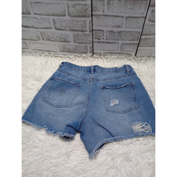 Almost Famous Super High Rise Distressed Cutoff Denim Jean Shorts Womens Size 5 - Picture 2 of 10
